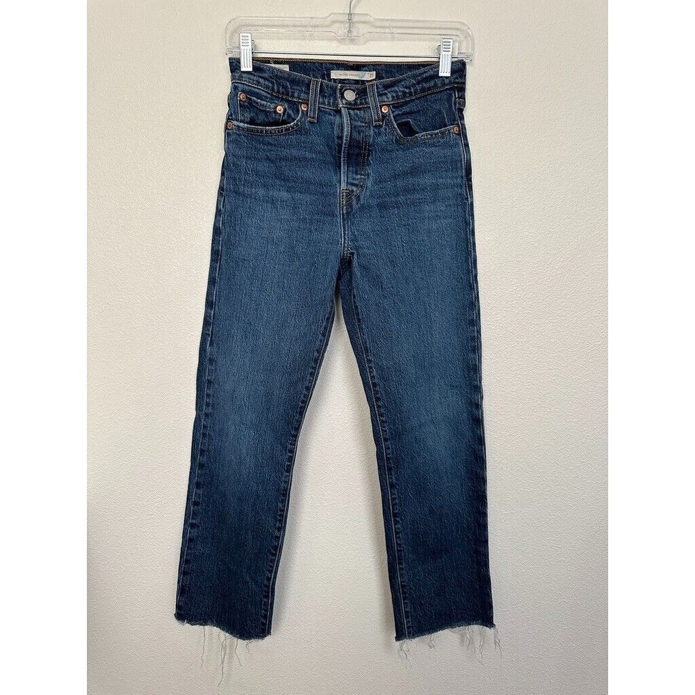 Levi's Wedgie Straight Button Fly Medium Wash Blue Jeans High Rise Women's 25